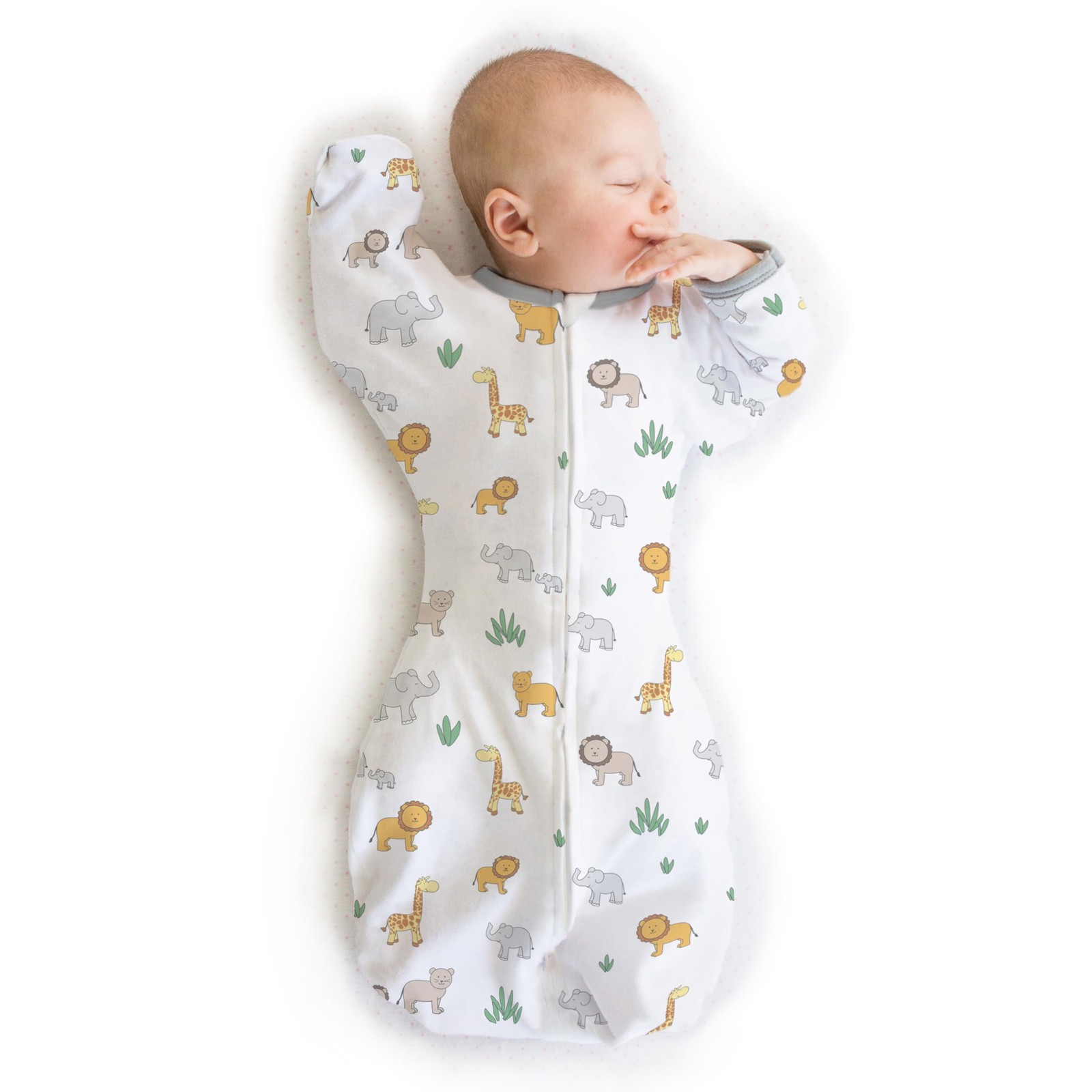 Amazing Baby Transitional Swaddle Sack, Arms Medium (14-21 Pound), On Safari 