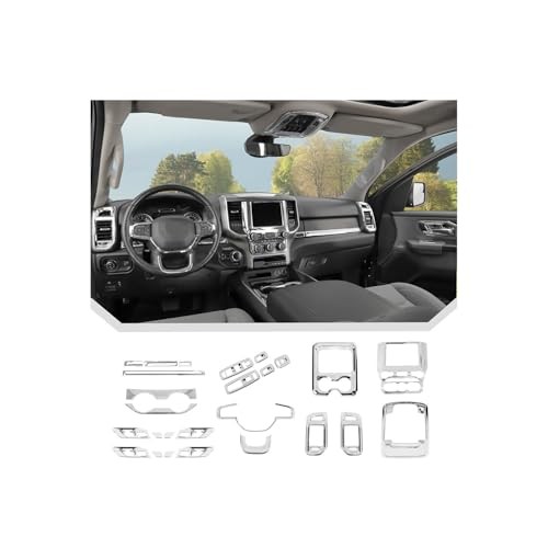  27PCS Chrome Interior Accessories Trim Kit for 2019-2023 Dodge RAM 1500 4-Door 