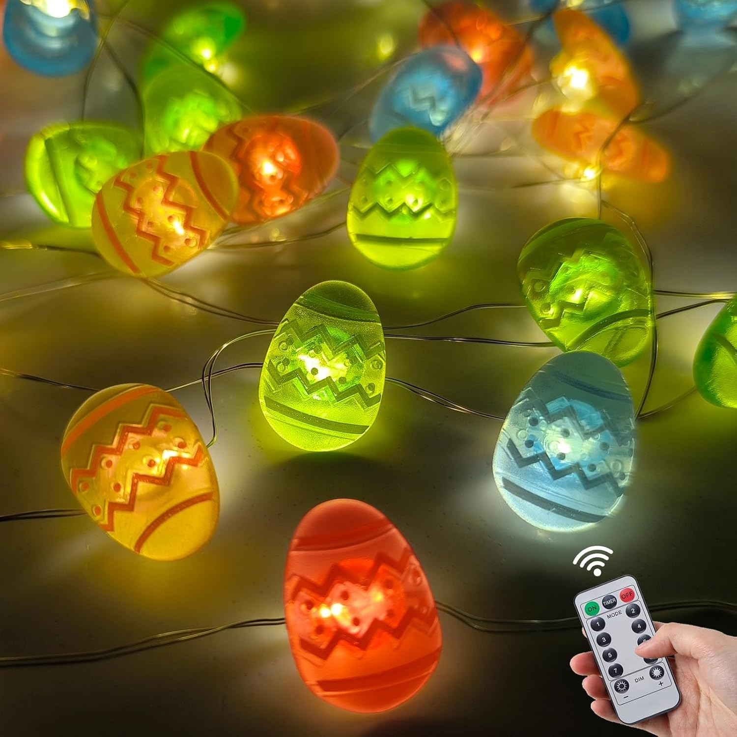 50 LED Easter Egg String Lights- 17FT Easter Fairy Lights with 8 Modes & Timer, 