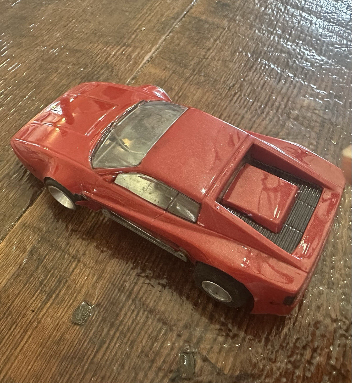 Vintage Ferrari Testarossa Slot Car Racing Red Automobile Not Sure of Brand