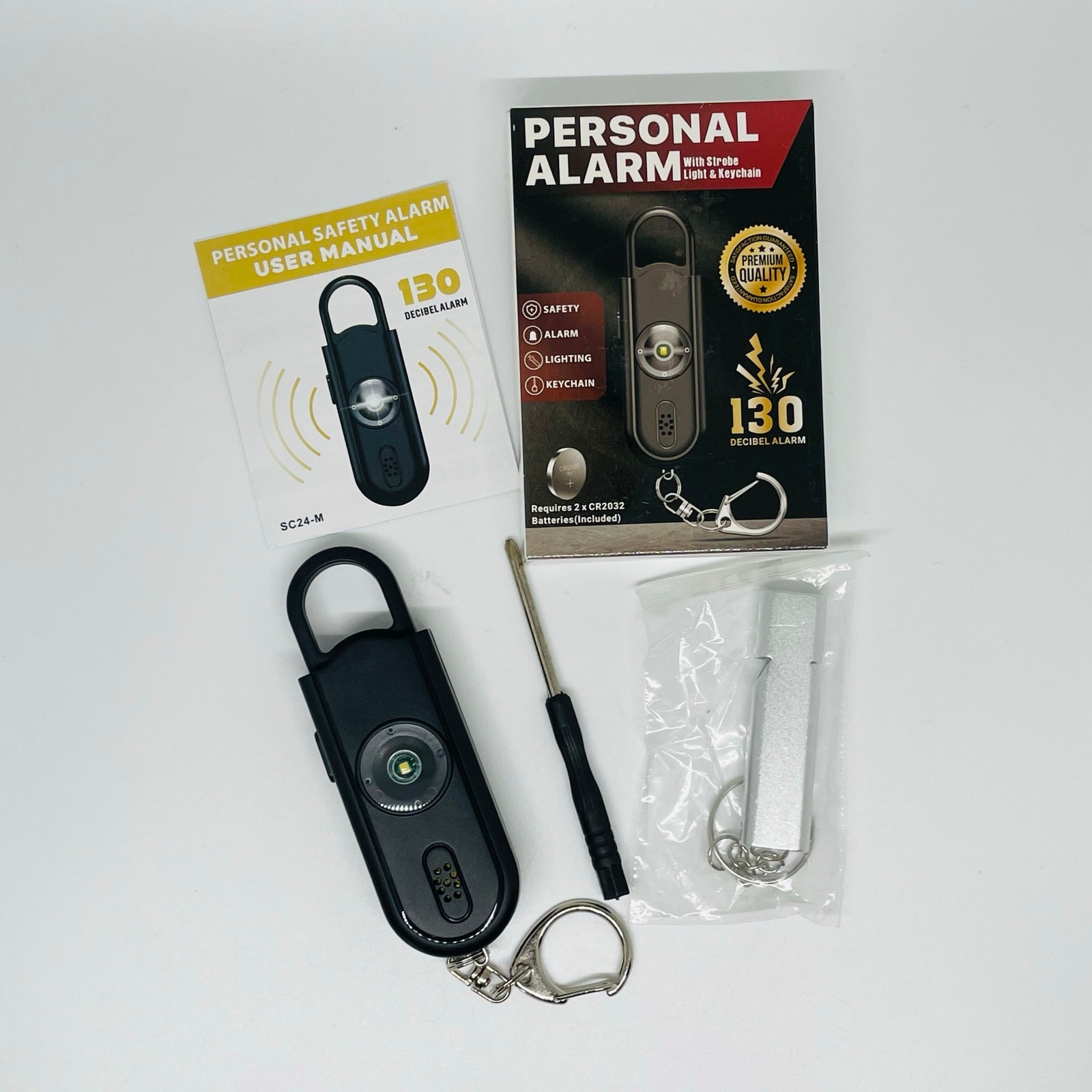 Personal Alarm Keychain with Light- New