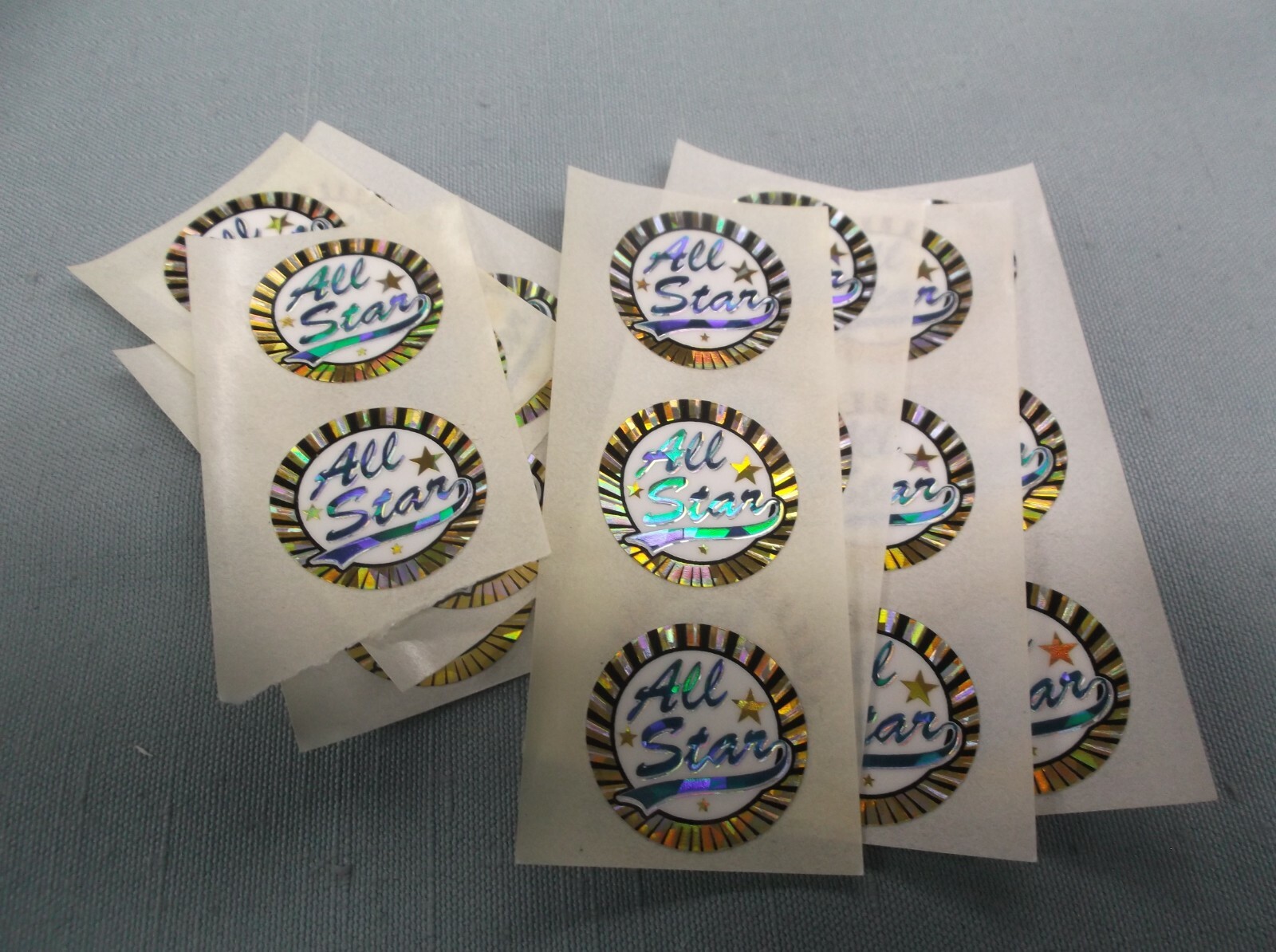 lot of 22 trophy parts ALL STAR  blue and gold star mylar 1" diameter 