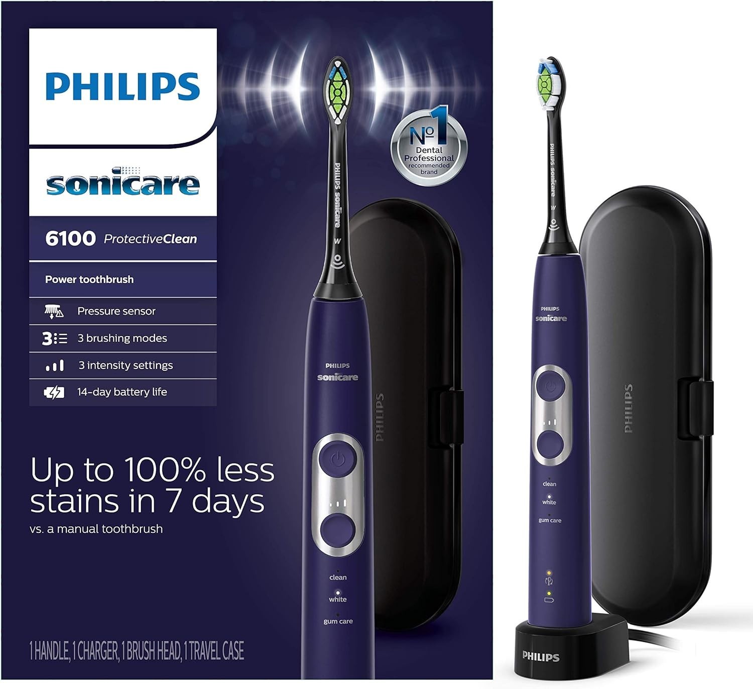 Philips Sonicare ProtectiveClean 6100 Electric Toothbrush, Purple, HX6471/03