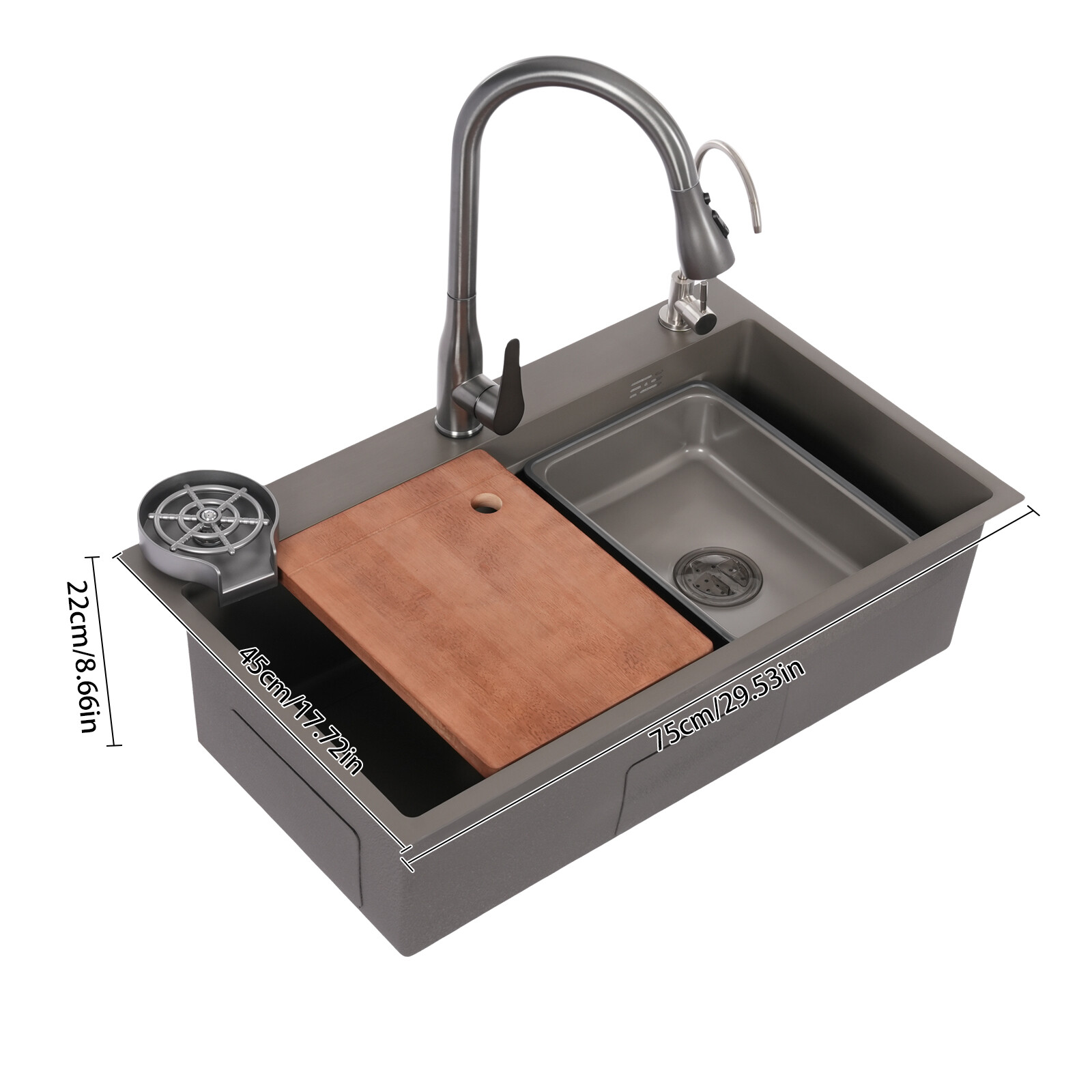 Stainless Steel Built-in Kitchen Sink Multifunctional Sink With Pull Out Faucet