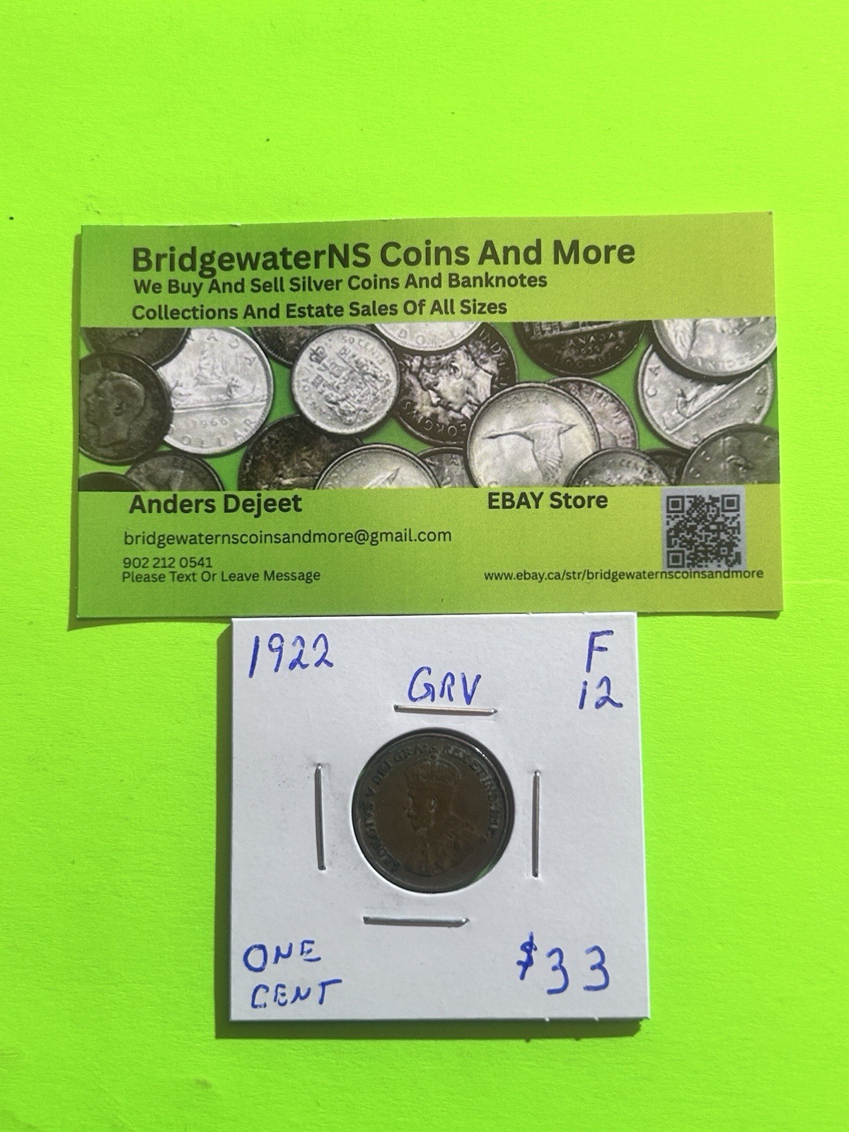 1922 Canadian  King George V Penny.  F15+. Key Date!   Trending At $36