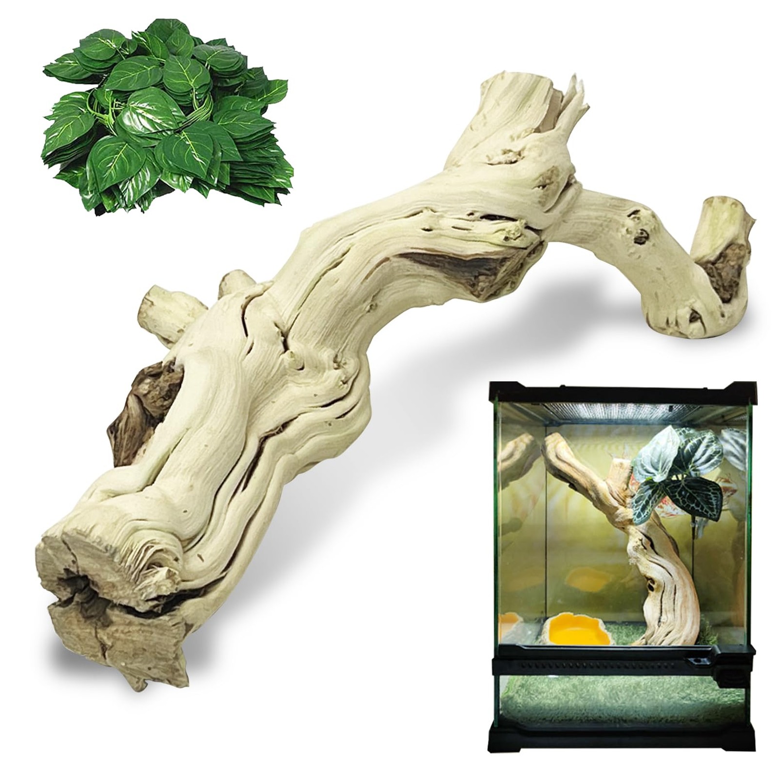 Large Snake Climbing Branch Decor 15.5 in Natural Reptile Wood Cork Log Beard...