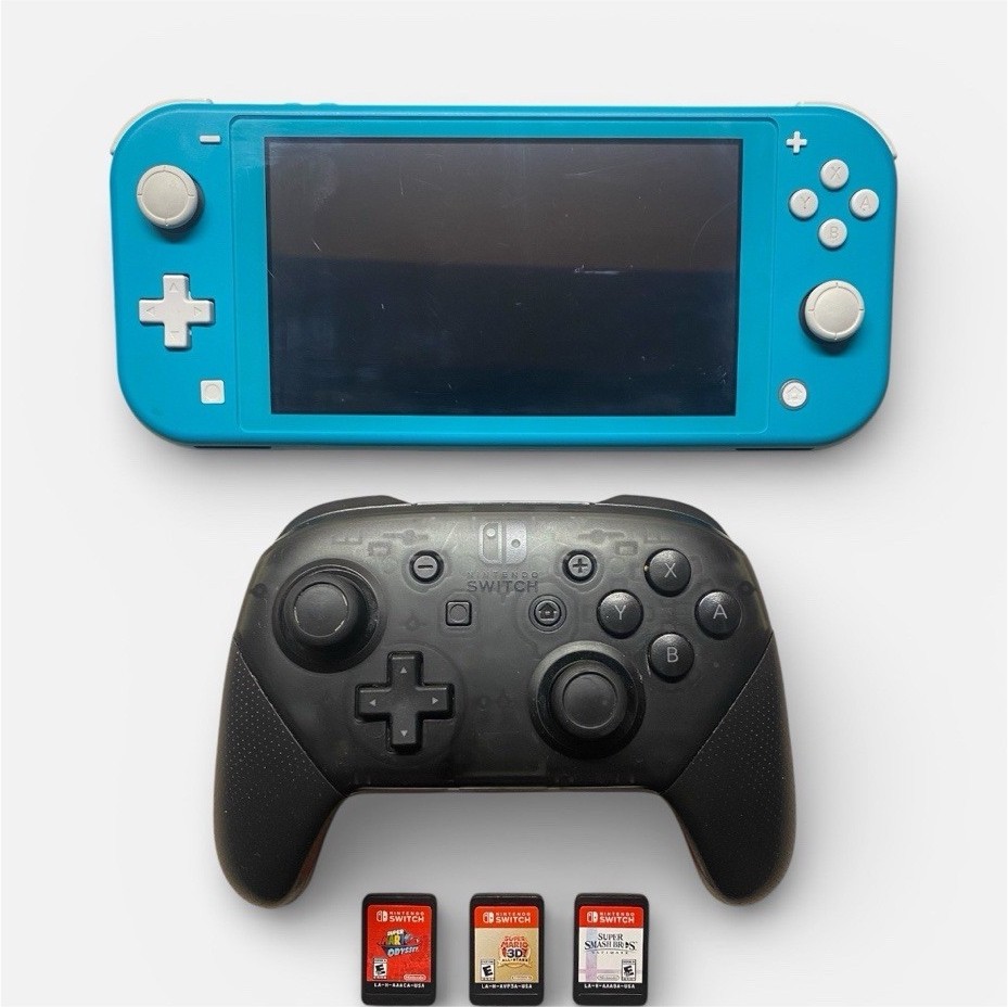 Nintendo Switch Lite Bundle + Pro Controller + 3 Games (Tested, Good Condition)