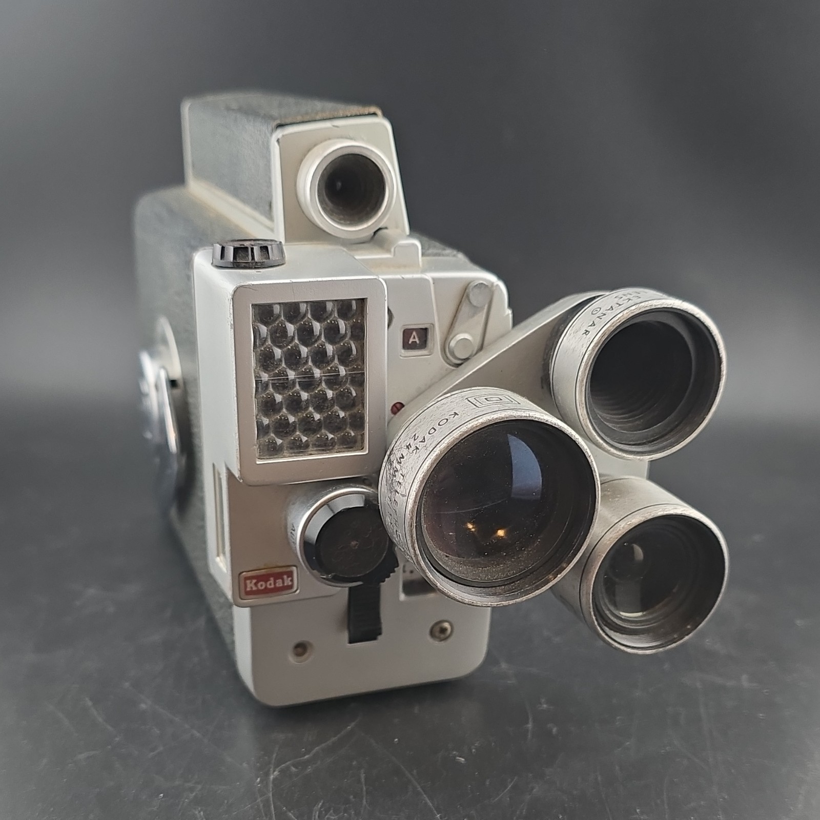 Kodak Turret Triple Lens Non Reflex Standard 8mm Movie Camera Gray READ