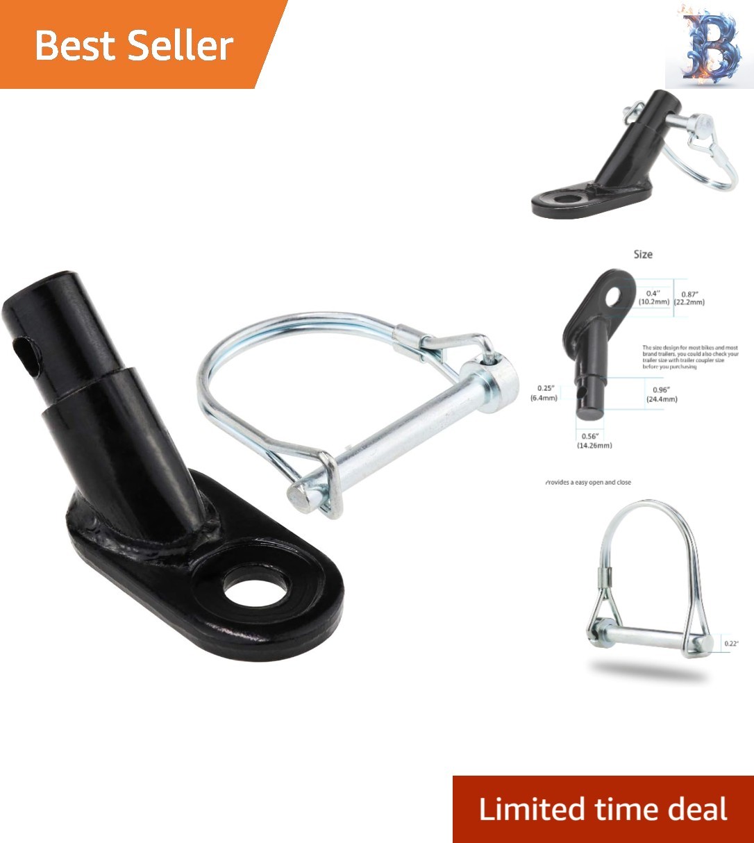 Durable Alloy Steel Bike Trailer Hitch Connector with 5-Point Safety Harness