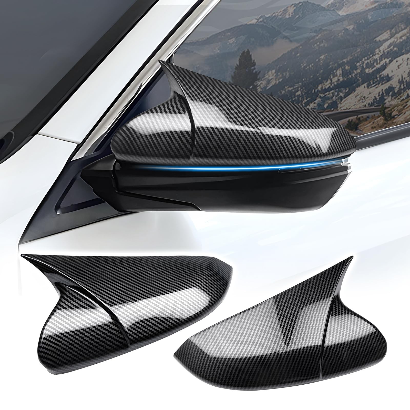 Side Rear View Mirror Cover Exterior Accessories Rearview Wing Mirror Caps Co...