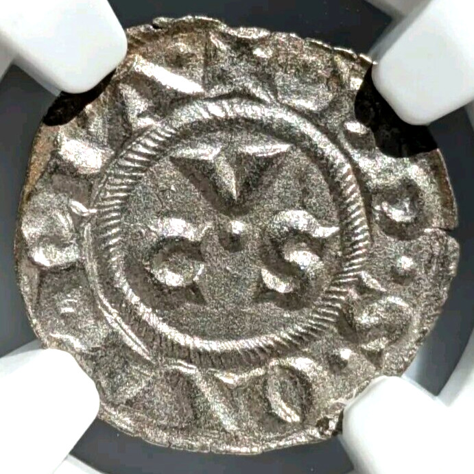 SICILY ITALY Ancona Republic NGC MS 64 BI Denaro AD 1250-1348 CVS Monogram