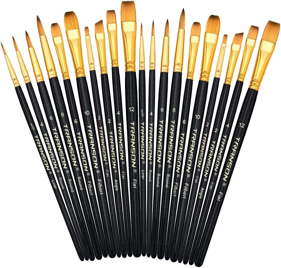 20Pcs Art Painting Brush Set for Acrylic Watercolor Gouache Hobby Craft Face Pai