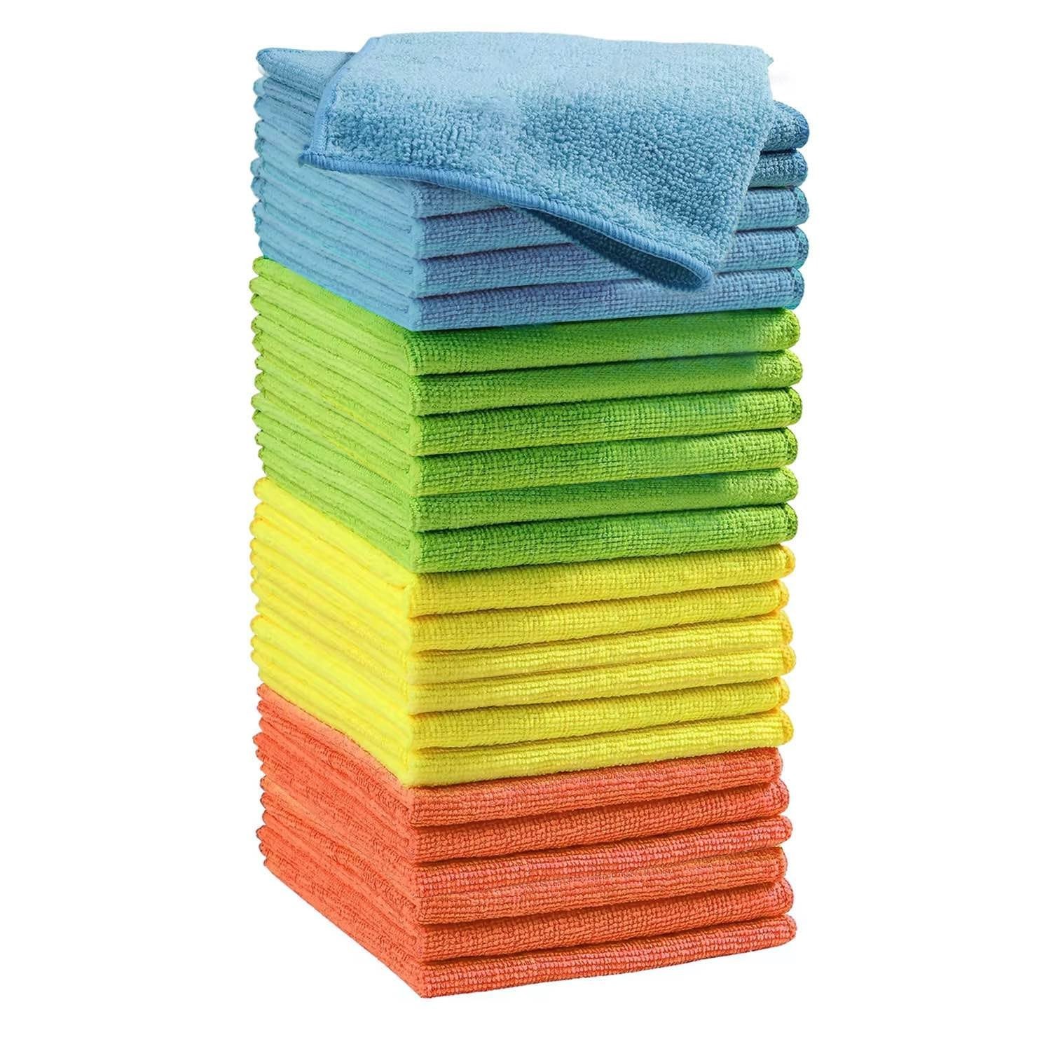 Microfiber Cleaning Cloths (24-Pack), 14" x 14", Ultra Absorbent, Lint-Free, ...