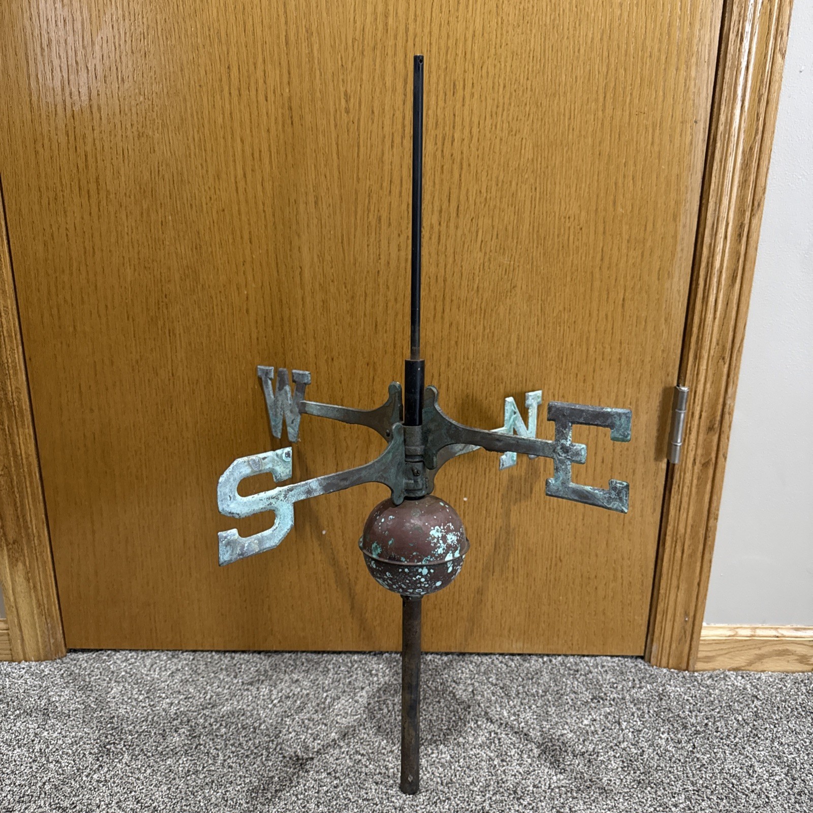 Vintage Copper Weather Vane W/ Mounting Pole Missing Top