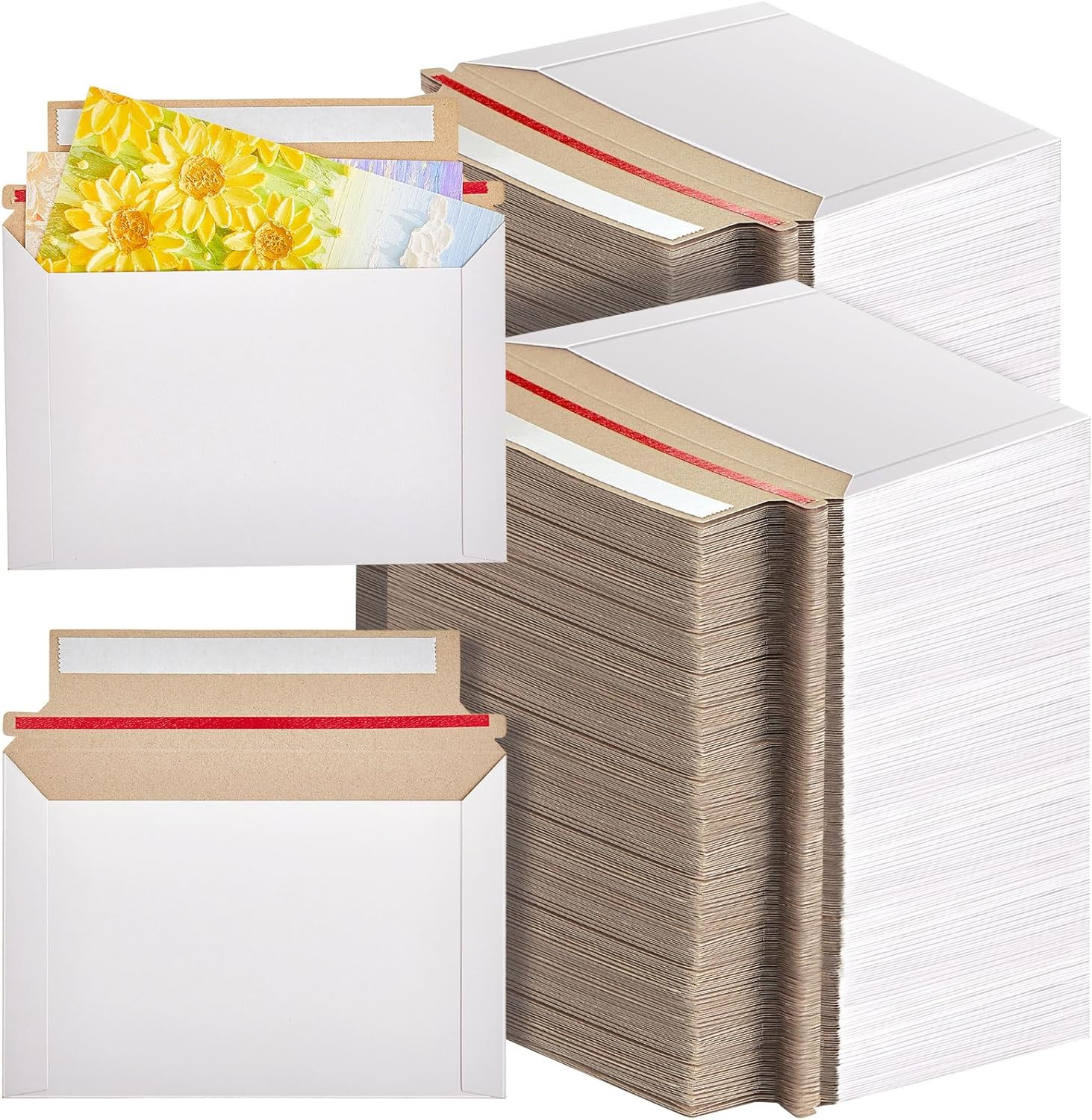 400 Pcs Rigid Photo Mailers with Self-Adhesive Cardboard Card Shipping Envelopes