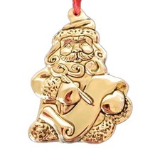 Goram Silver Plated Santa Claus Making a List Christmas Ornament