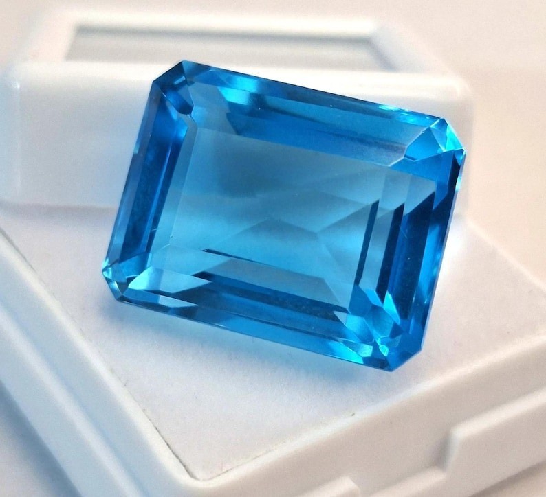 Natural GIE Certified Brazilian 200.02 Ct Emerald Cut Blue Topaz Loose Gemstone