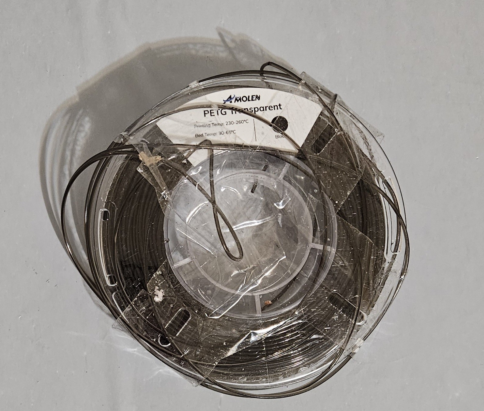 Molen PETG Transparent 3D Printer Filament Transparent BLACK 230-260 deg