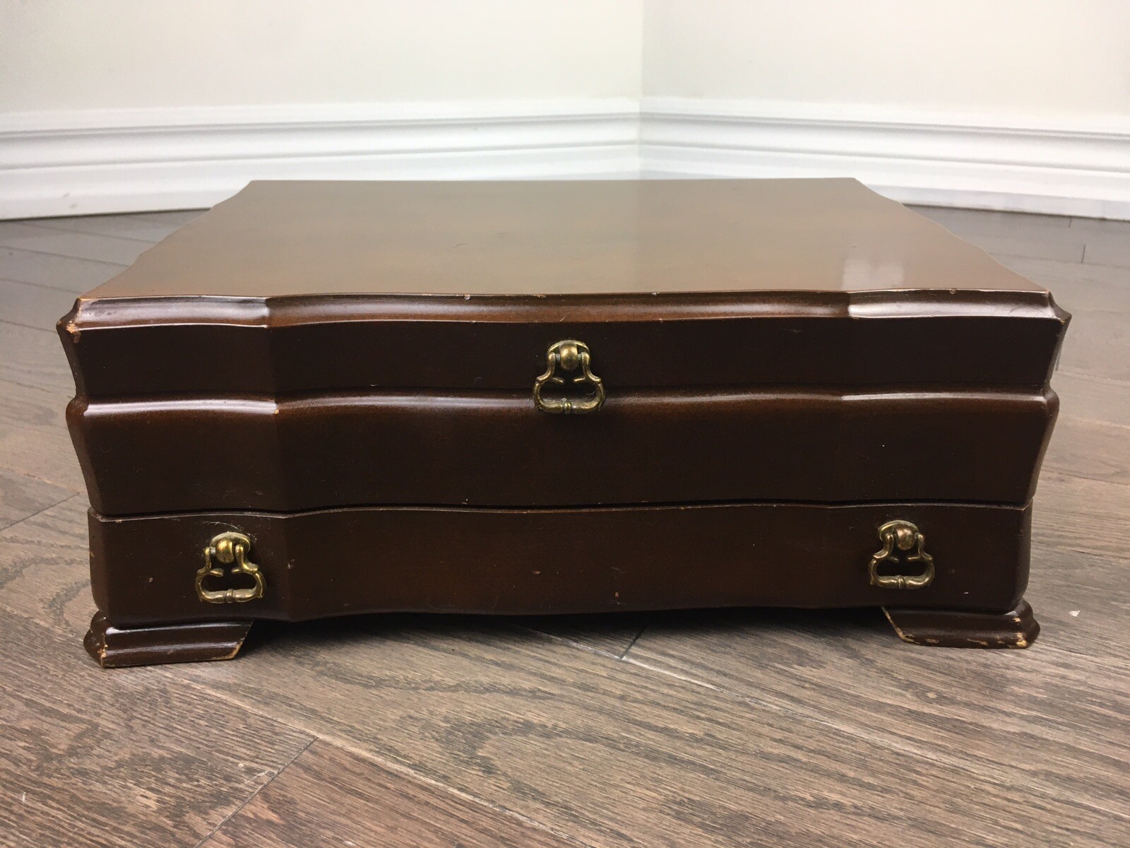 Vintage JASCO Jewlery Wood Anti-Tarnish Chest Container Drawer Box PURPLE