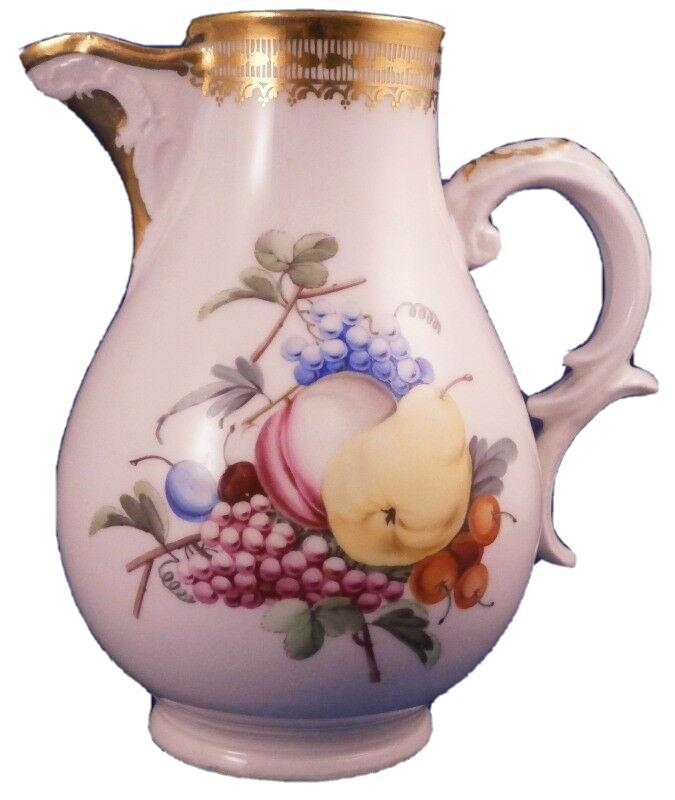 Antique 18thC Nymphenburg Porcelain Fruit Scene Creamer Pot Porzellan Kanne