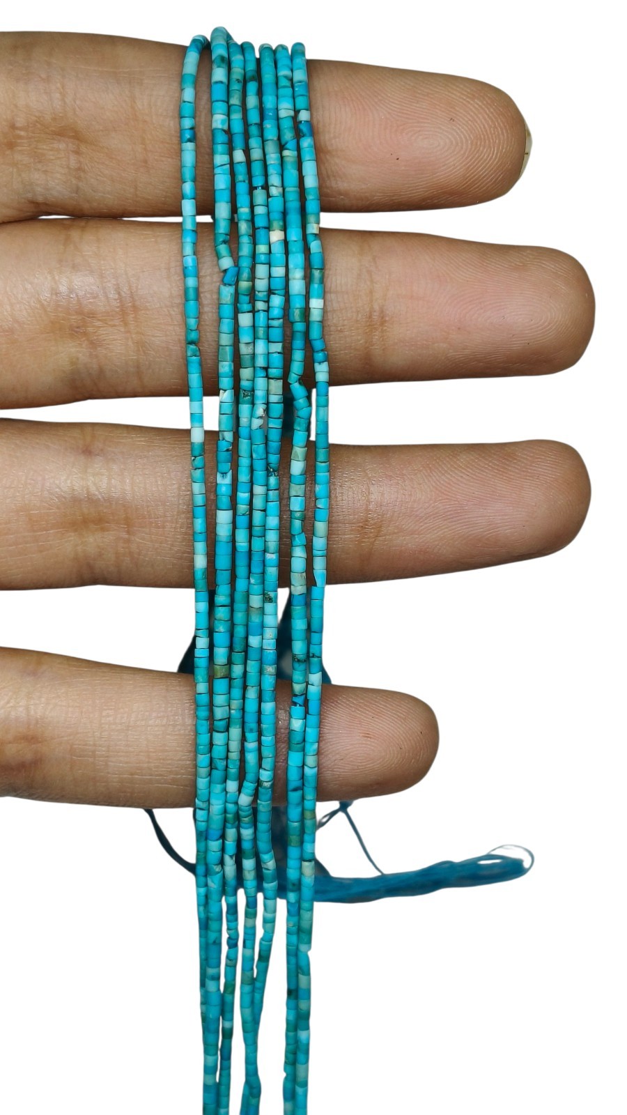 3 Strand Afghan Natural Turquoise Heishi Spacer Loose Bead 14" 1mm Untreated