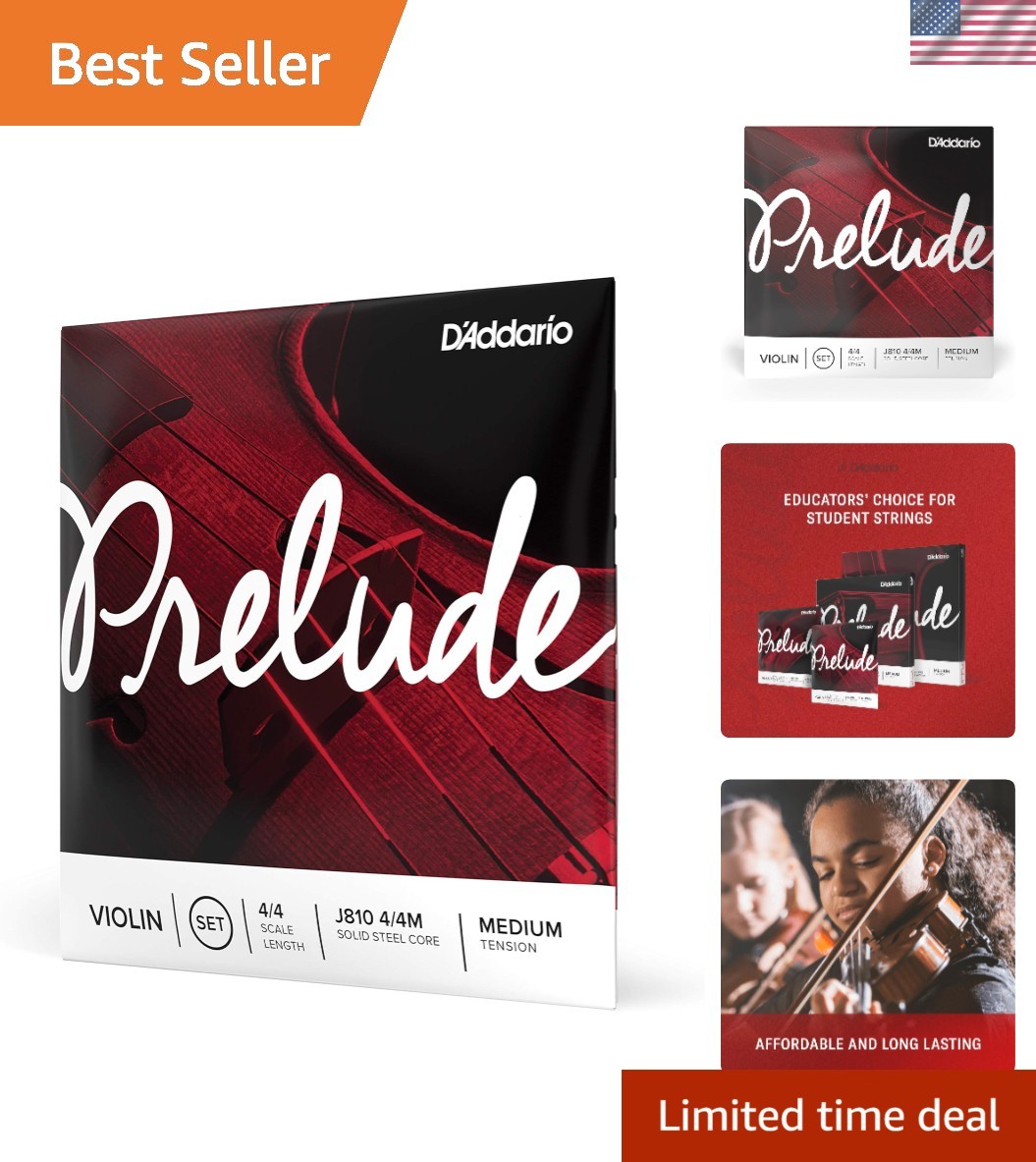 Prelude Violin Strings, J810 4/4M, Medium Tension, 4/4 Scale, 4-String Full Set