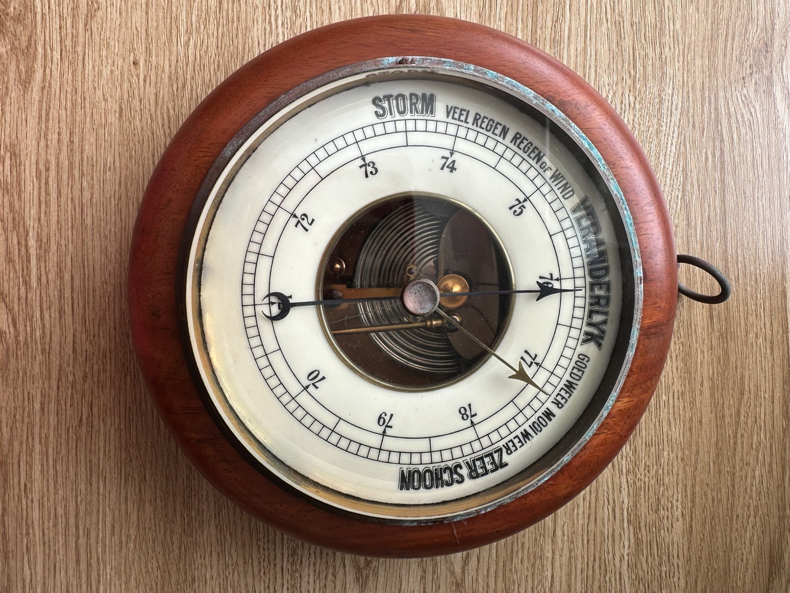 Vintage Maritime Outdoor BAROMETER, Wood & Brass - Atmospheric Pressure Measure