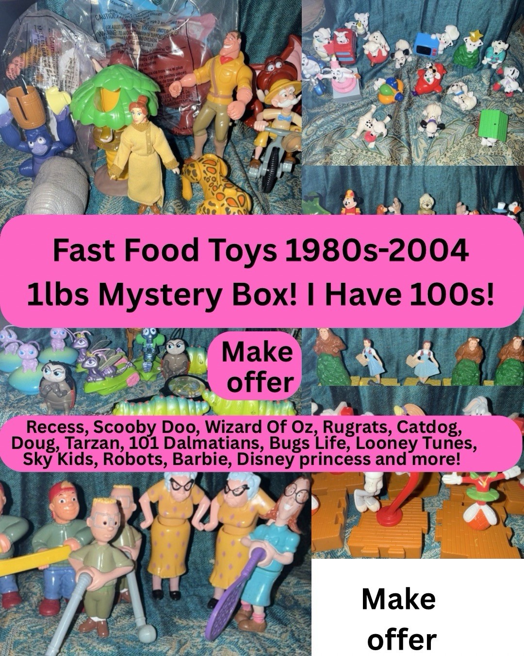McDonald's Fast Food Toy Lot 1980s-2004 Mickey Mouse 101 Dalmatians 1lbs