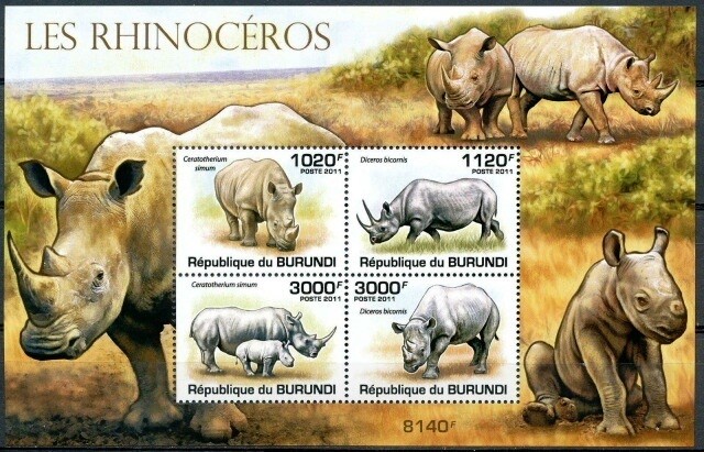 Burundi 2011 MNH SS, Rhino, Wild Animals  [E1]