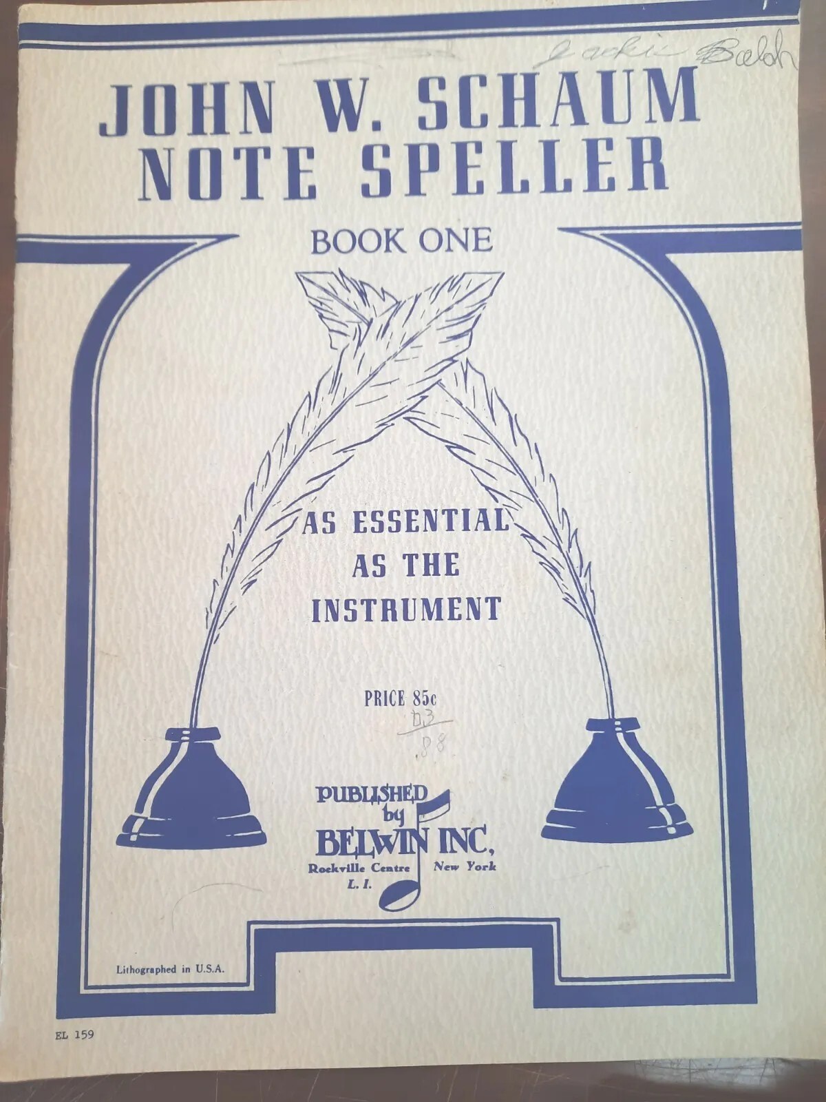 Piano Note Speller Sheet Music John W Schaum Belwin Book 1  Lesson Book 1945