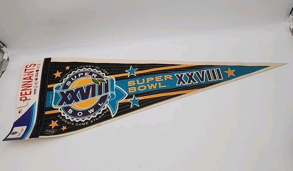 NIP Wincraft 1994 Buffalo Bills Dallas Cowboys Superbowl XXVIII Atlanta Pennant