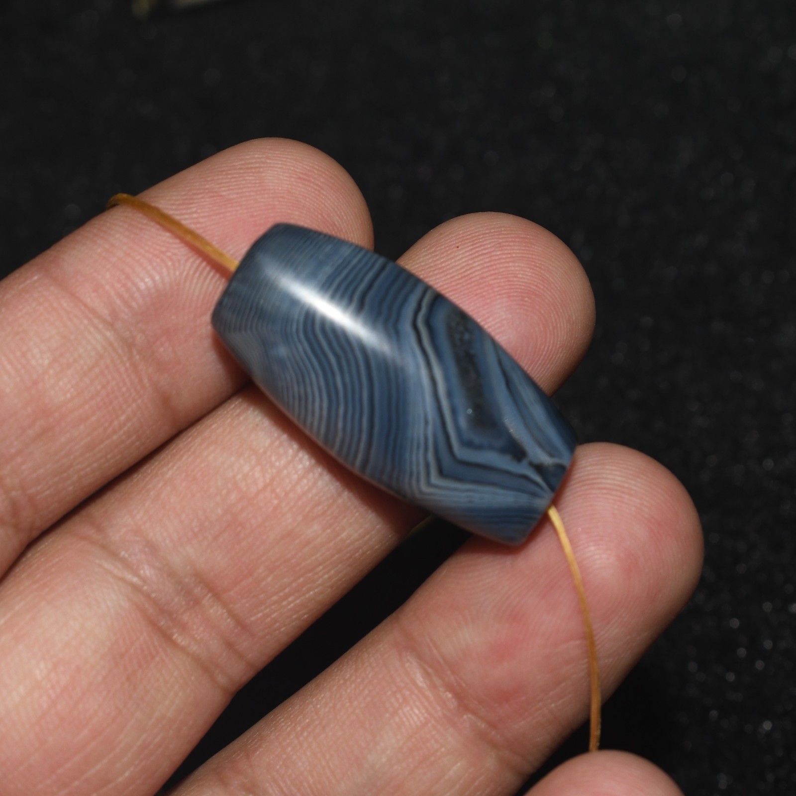 Antique Greco Bactrian Banded Agate Stone Bead with Eye in good Condition