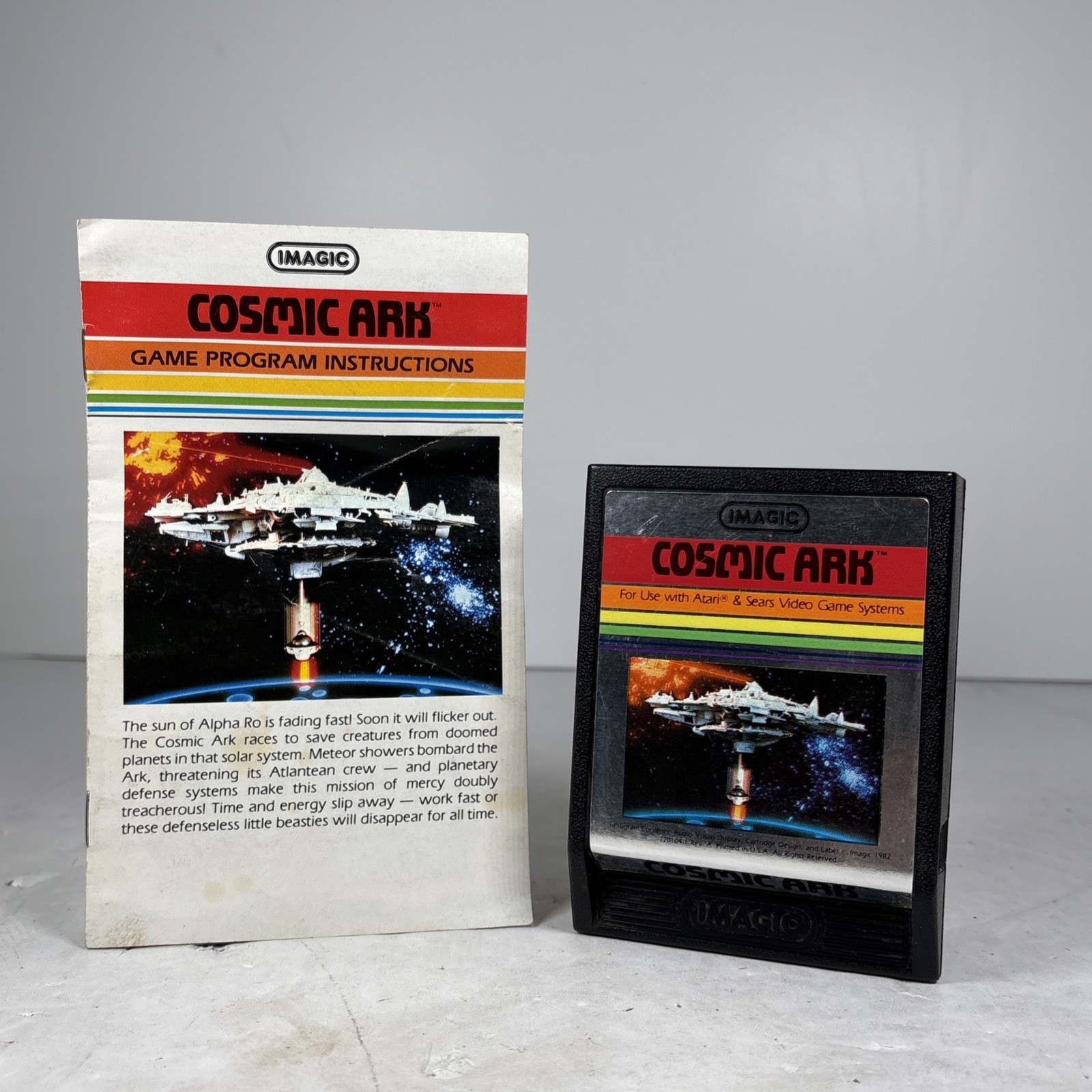 Cosmic Ark (Atari 2600, 1982) Cartridge & Manual