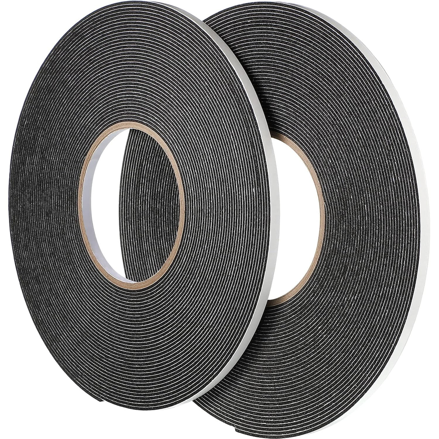 2 Rolls Double Sided Foam Tape 1/4 Inch by 50 Feet Black PE Foam Tape Sponge Sof