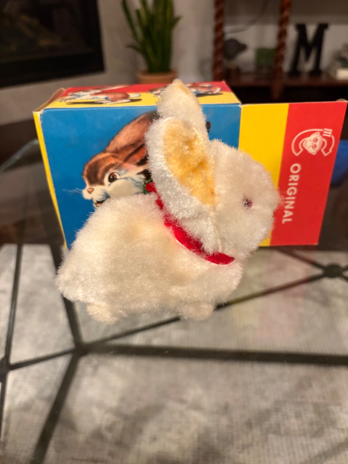 Vintage 1940s  W. Germany Windup Hopping Bunny W/carrot  Nr. 119 w/Box, Works