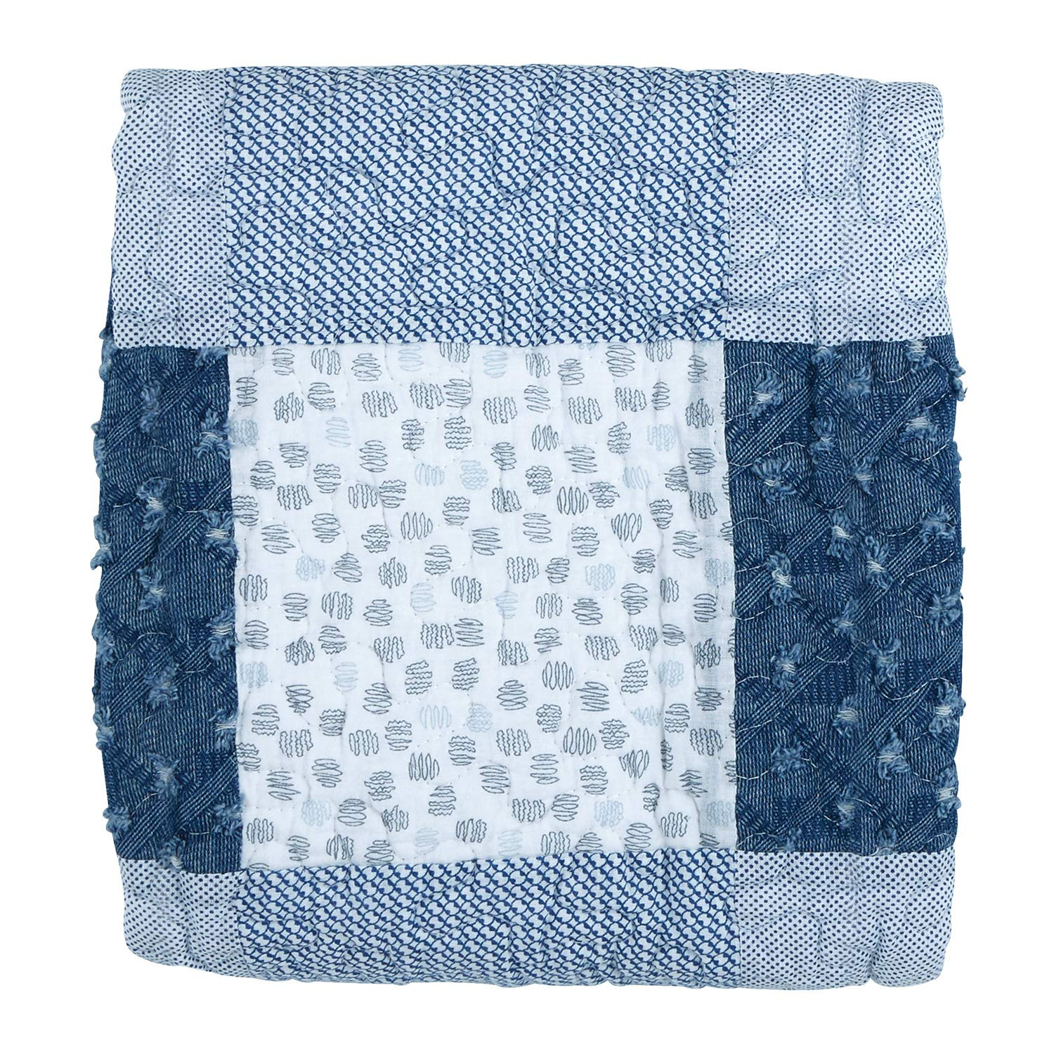 Heirloom-Quality Pieced Crib Quilt, Denim Dot