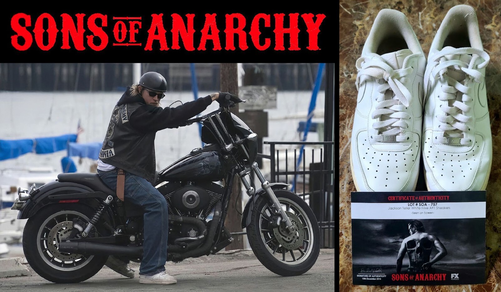 SONS OF ANARCHY SOA: Jax Teller/Charlie Hunnam Tennis Shoes Studio COA
