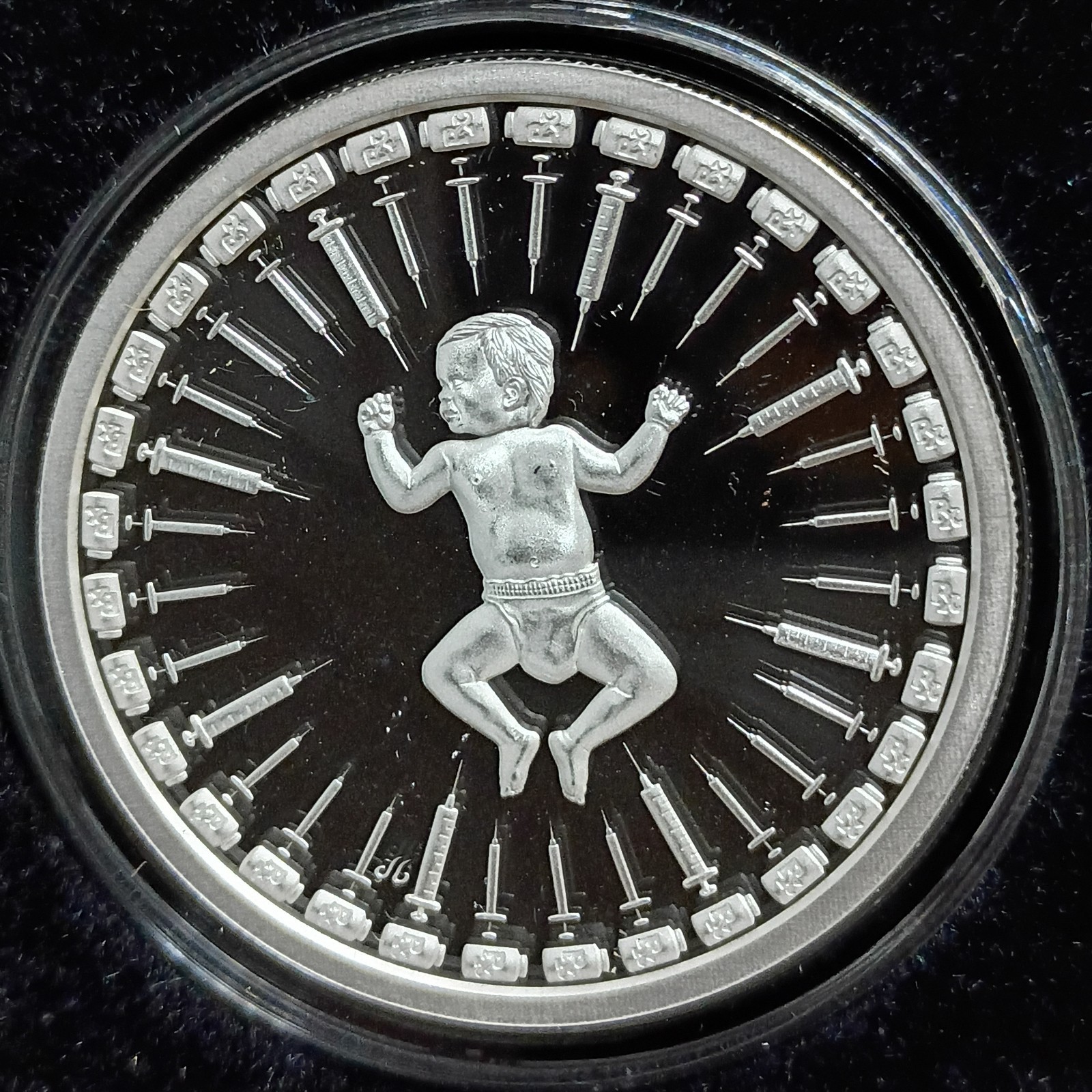 2025 - VACCINE BABY - 1 oz .999 Fine Silver Shield Proof  MICROMINTAGE In Stock 