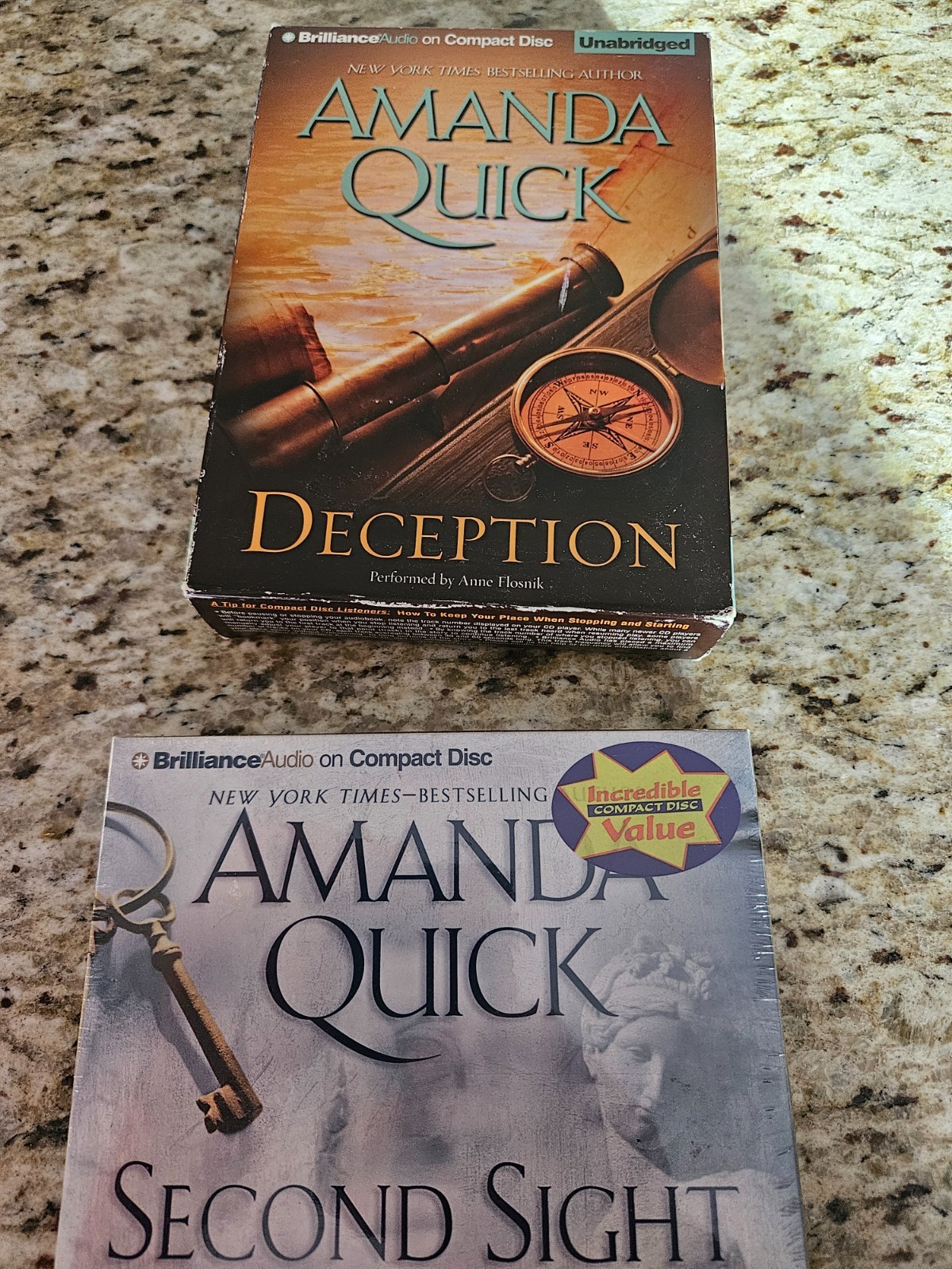 2 Amanda Quick Audio CD Books: Deception and Second Sight (free shipping)