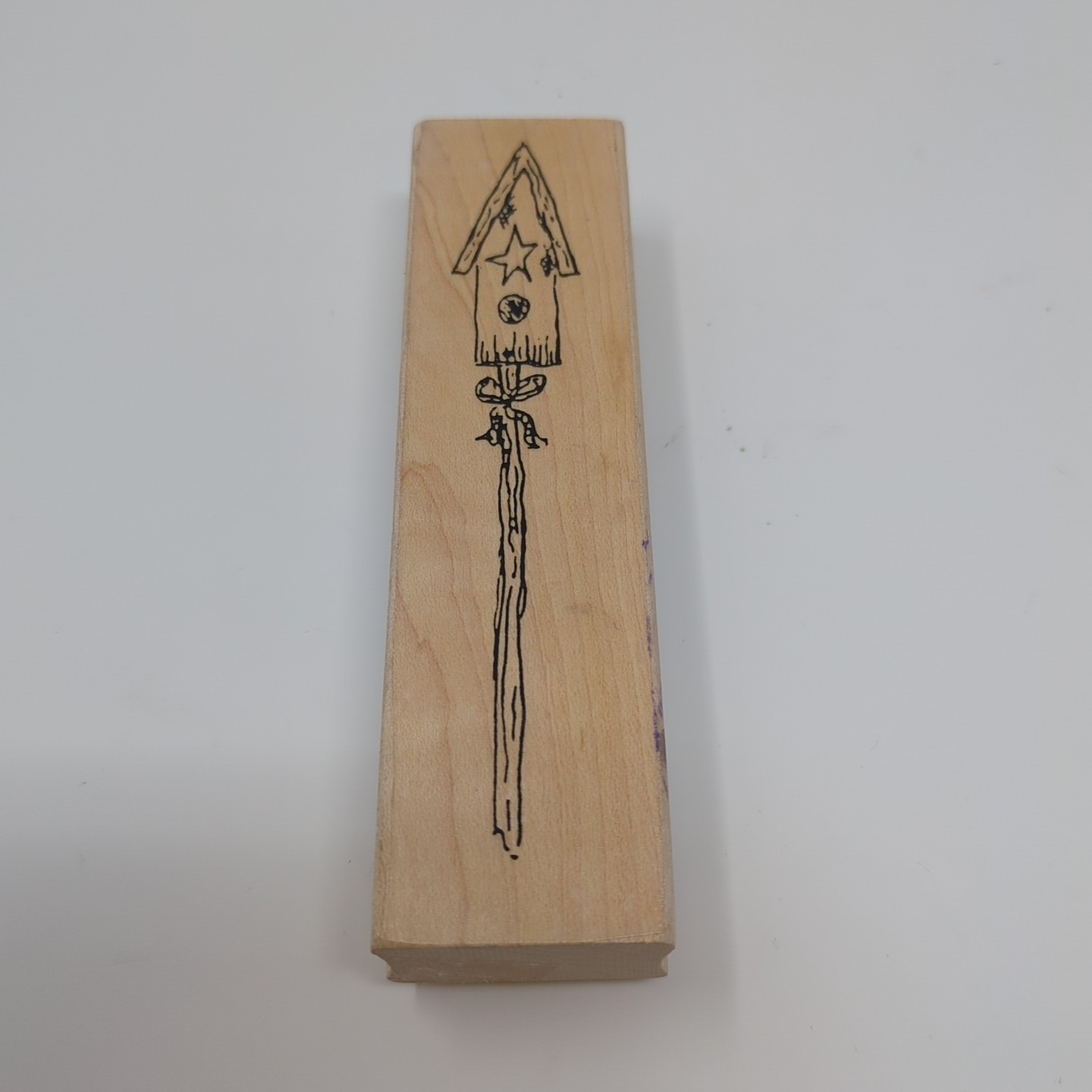 Rubbermaker Bird House Star Tall Rustic Wood Mounted Rubber Stamp