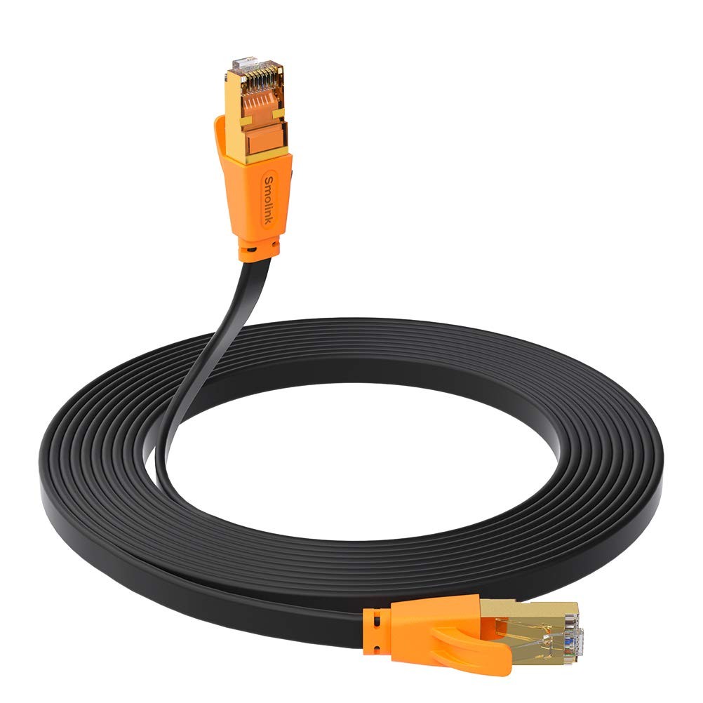 Ethernet Cable, Flat Wire Shielded Patch Cord, 16ft Cat8 Network Wire with RJ...