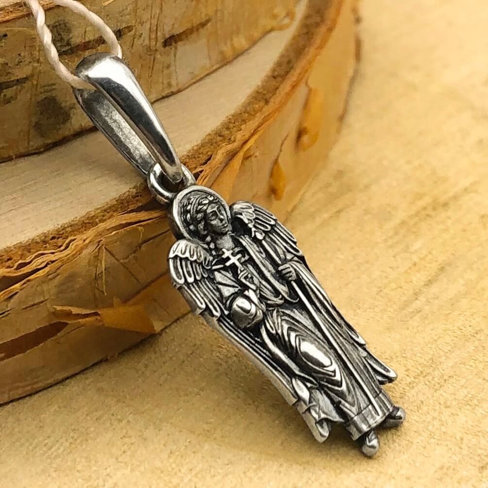 925 Sterling Silver Blessed Pendant with an Image of a Guardian Angel & Prayer