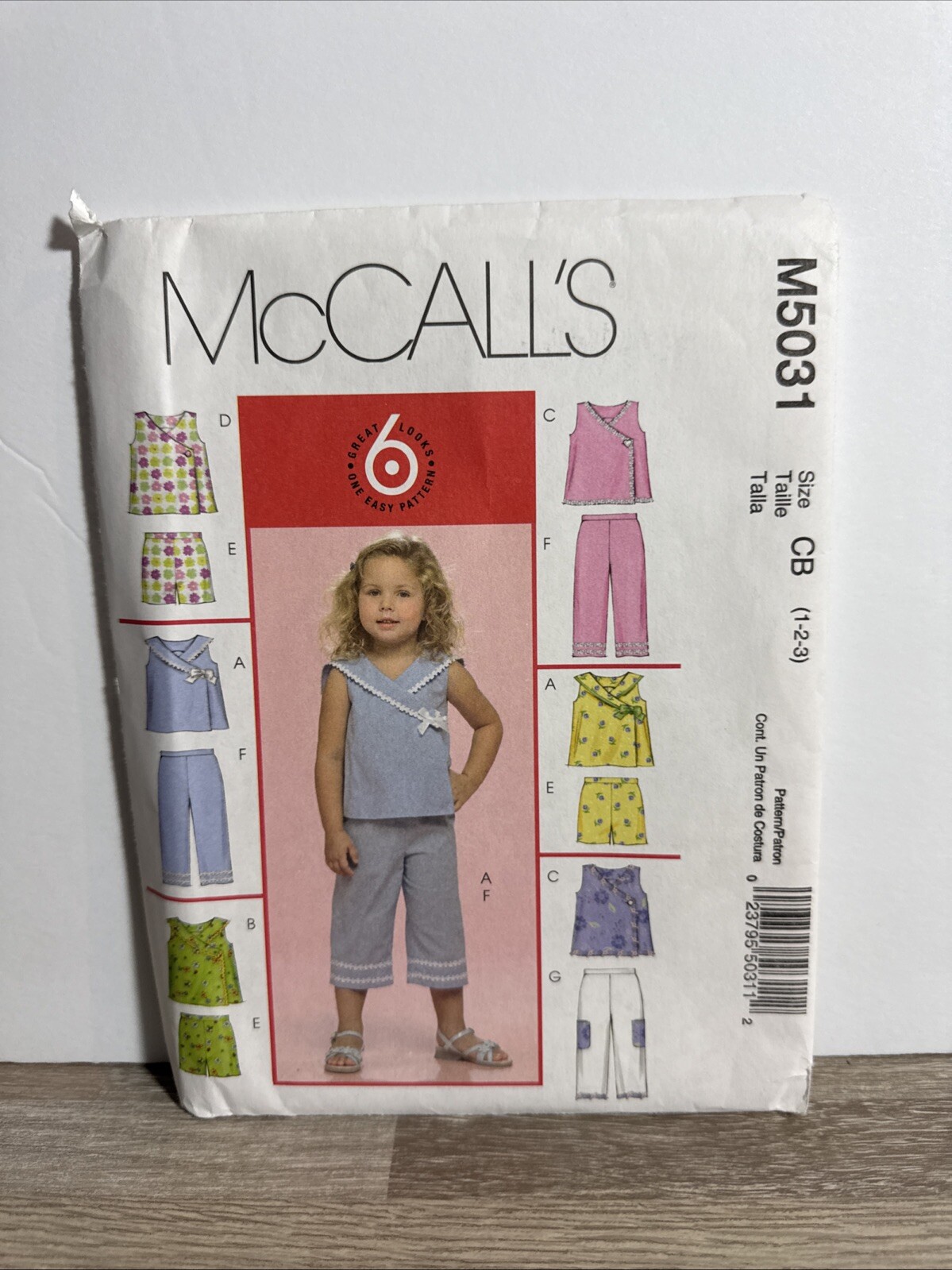 McCalls 5031 Girls Wrap Top Pants Short Capri Pattern 1-3 *Uncut*