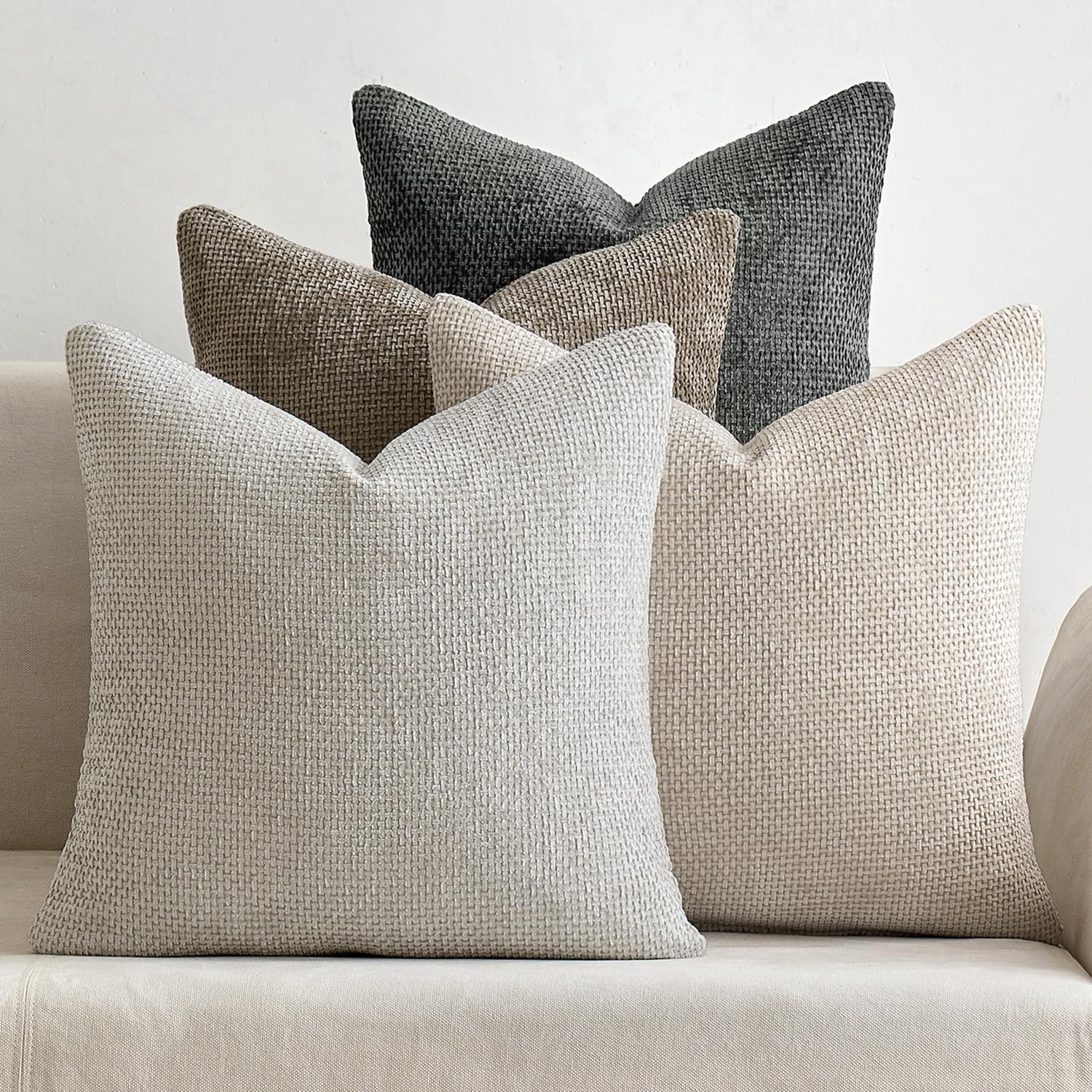 MIULEE Pack of 4 Couch Throw Pillow Covers 18" x (Pack 4), Neutral 