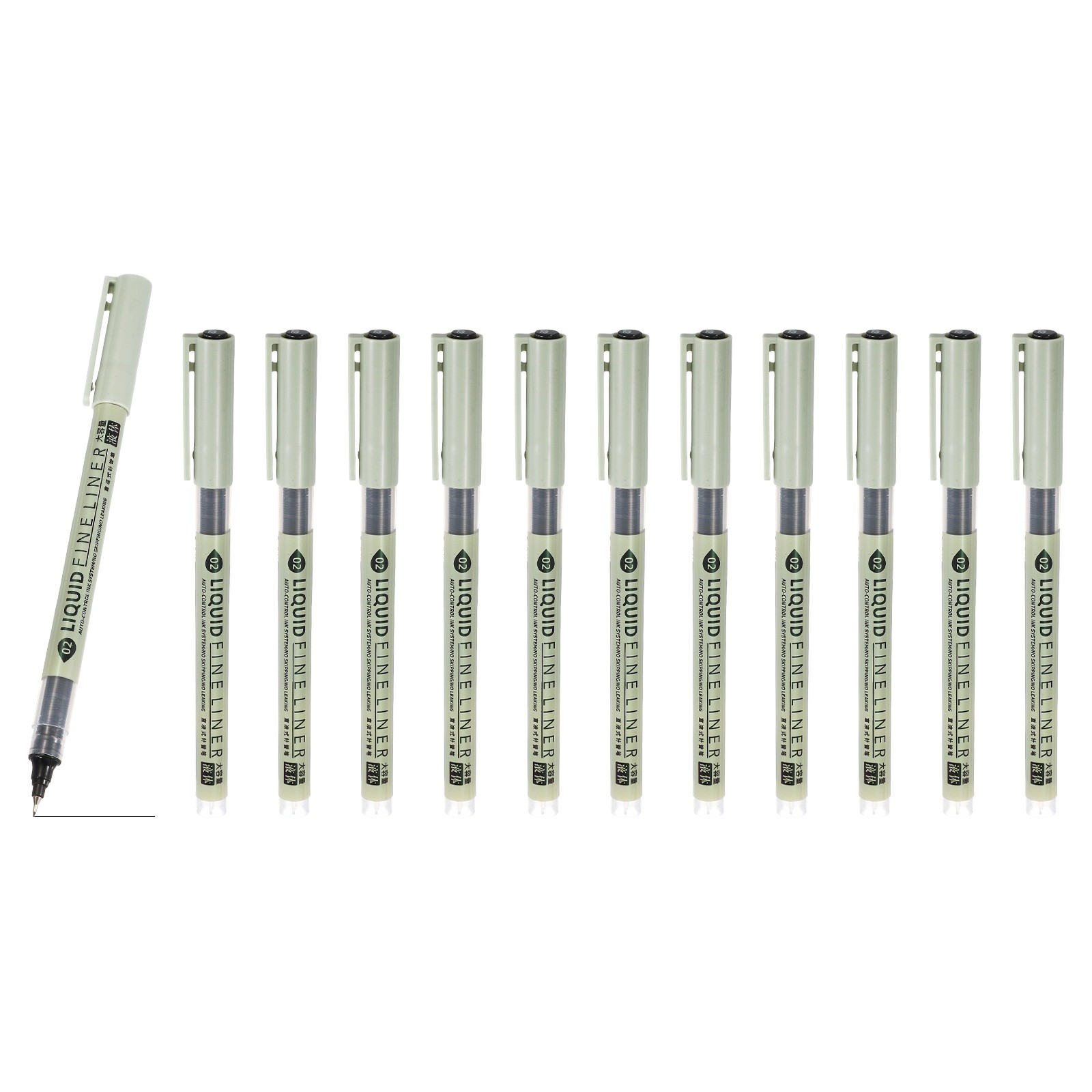 Fineliner Pens, 12 Pcs Black 02 0.3mm Fineliner Marker Waterproof Ink Pen