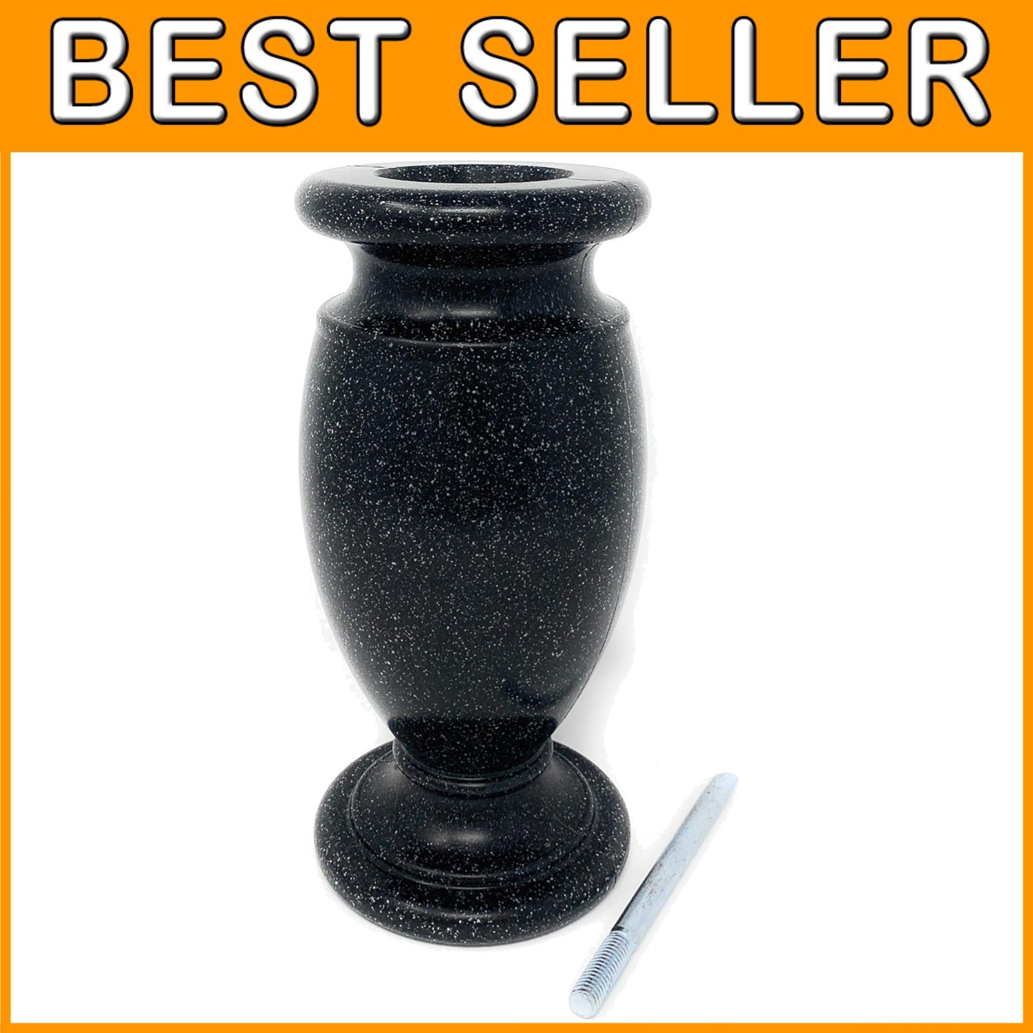 Black Granite Memorial Flower Vase