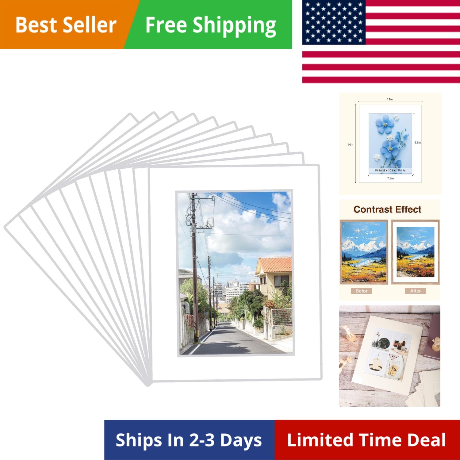 15 Pack 11x14 White Picture Mats, Frame Mattes for 8 x10 Pictures Display Pho...