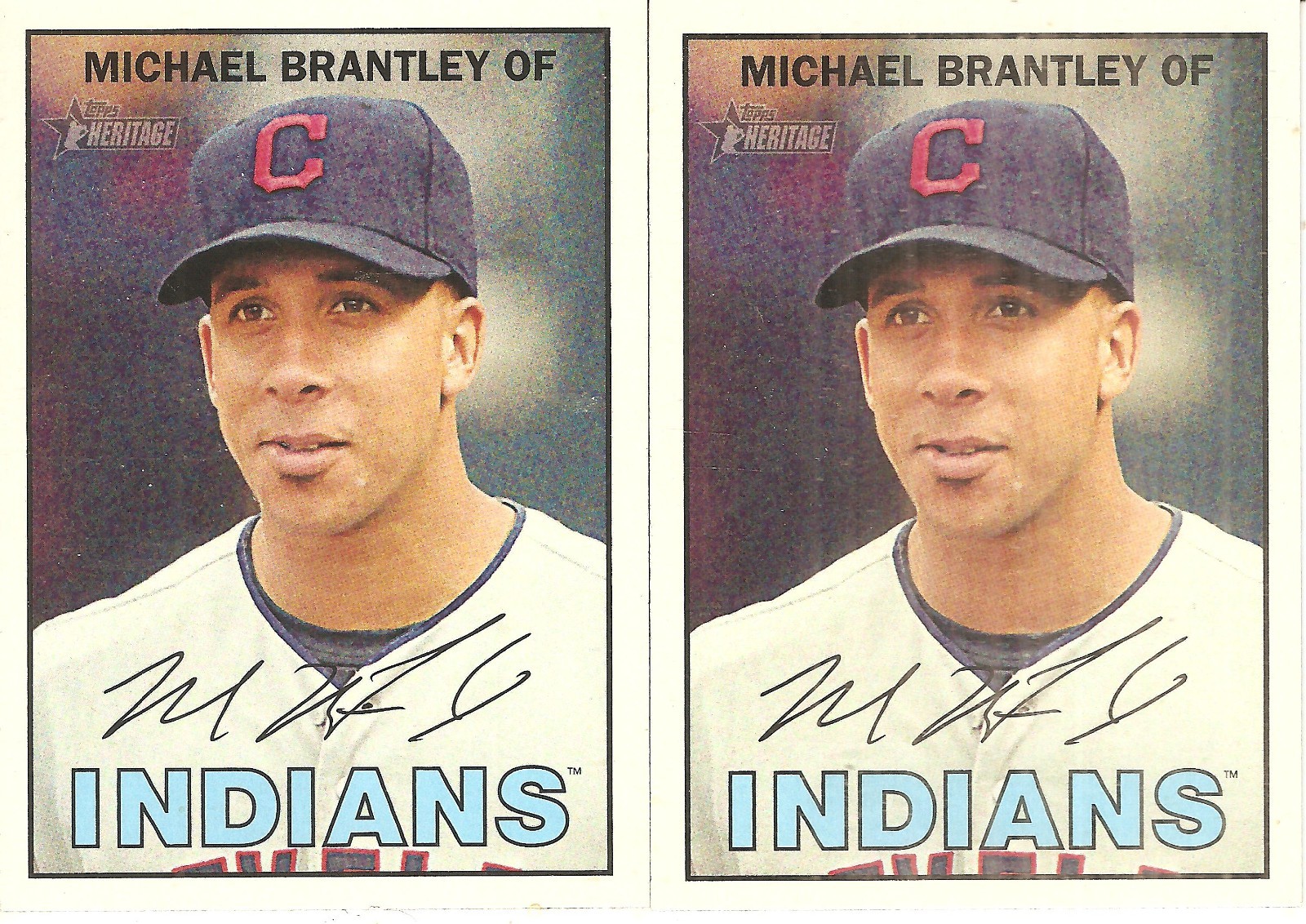 2 CARD 2016 TOPPS HERITAGE MICHAEL BRANTLEY BASEBALL CARD LOT