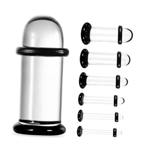 14pcs/10pcs Glass Ear Gauge Stretching Kit - Flat Design 1.6-6mm(14g-2g) Black