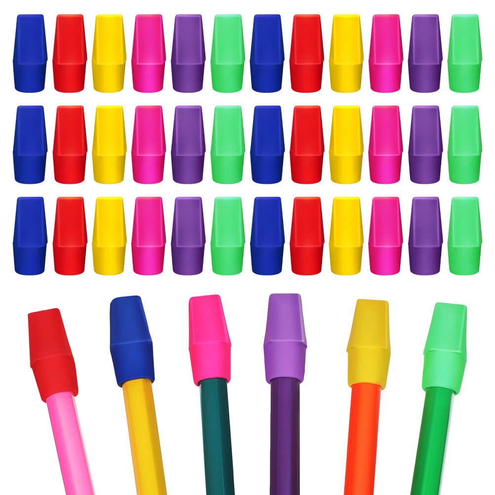 120 Pcs Pencil Erasers Topper Caps Assorted Colors for Home Office Classroom